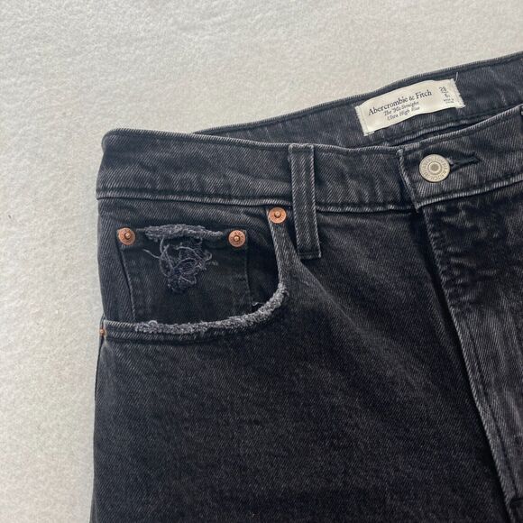 Abercrombie & Fitch Curve Love Jeans‎ Women's 28/6 The 90s Straight Black Denim - Picture 4 of 13